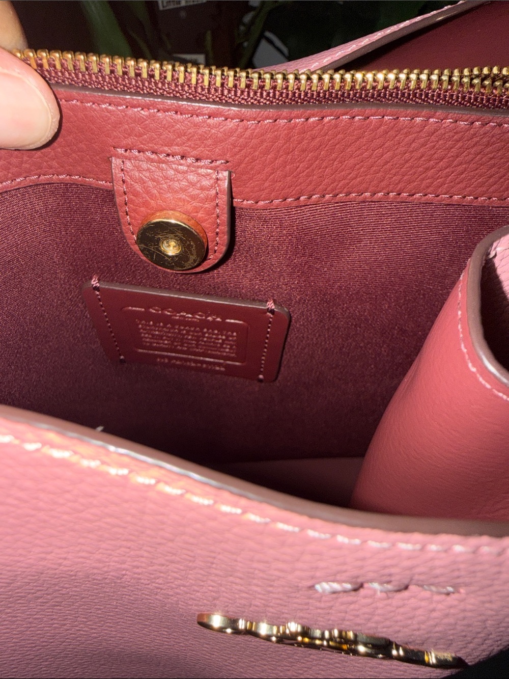 Coach Pink Pebbled Leather Shoulder Bag with Gold Hardware - Picture 7 of 9